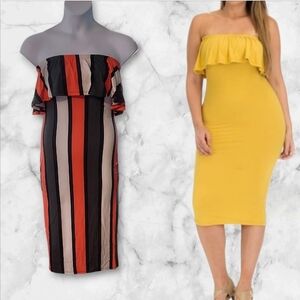 NWT Capella Bodycon Strapless Ruffled Tube Dress ~sz 3X